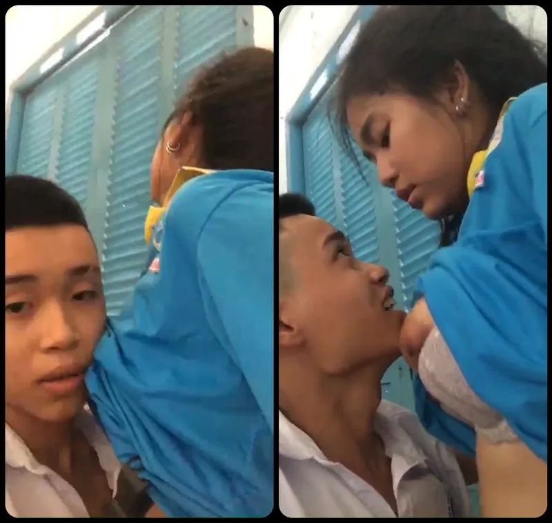 2 em học sinh đụ trong lớp học